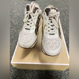 Michael Kors Cream and Gold Logo Sneakers